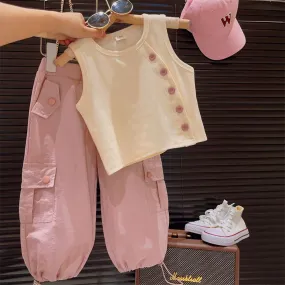 2 Pcs Girls Pants Suit 7-8Y 584882