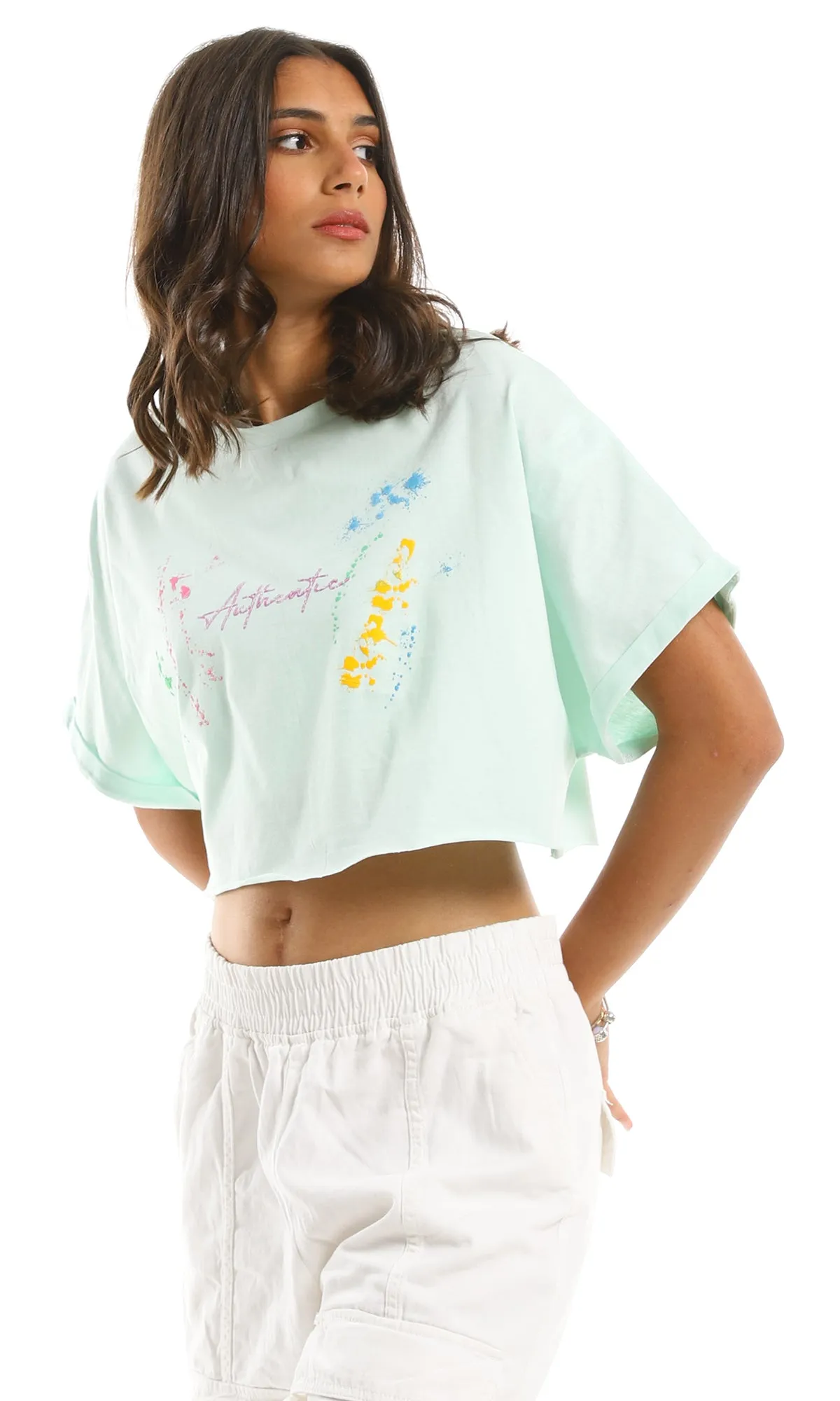 97484 Mint Oversized Crop Tee