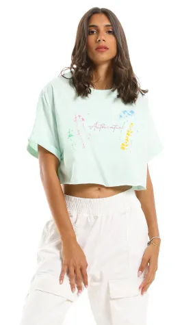 97484 Mint Oversized Crop Tee