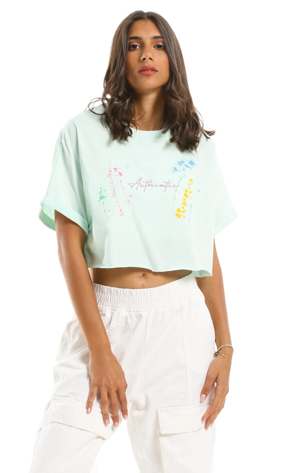 97484 Mint Oversized Crop Tee