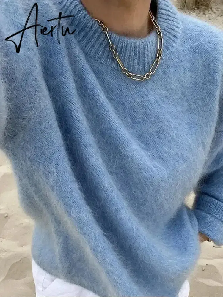 Aiertu Casual Knitted Sweater For Women 2024 Spring Autumn Long Sleeve O-neck All-match Pullover Female Fashion Streetwear Sweaters