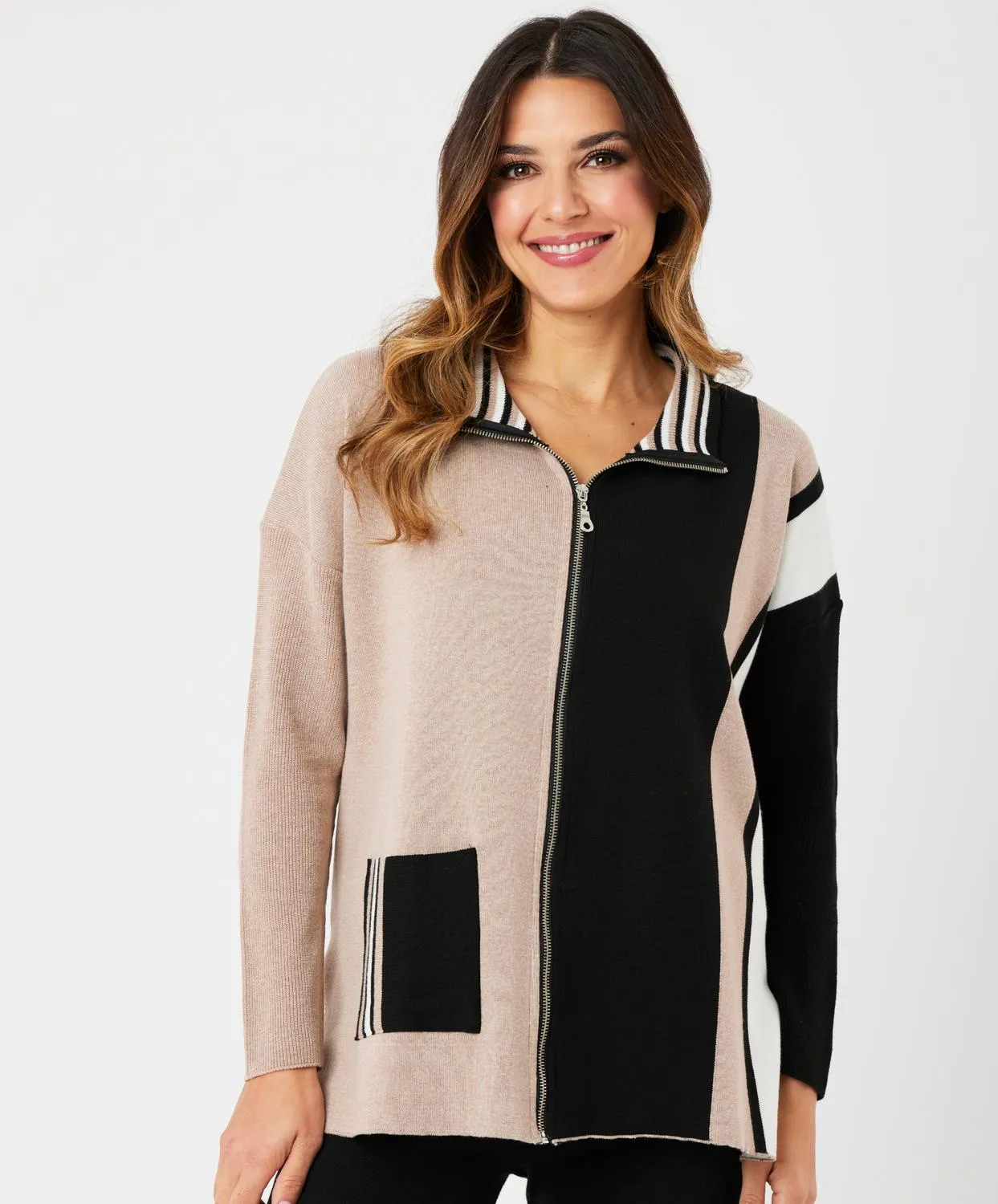 Angel Apparel - Two Tone Stripe Detail Jacket