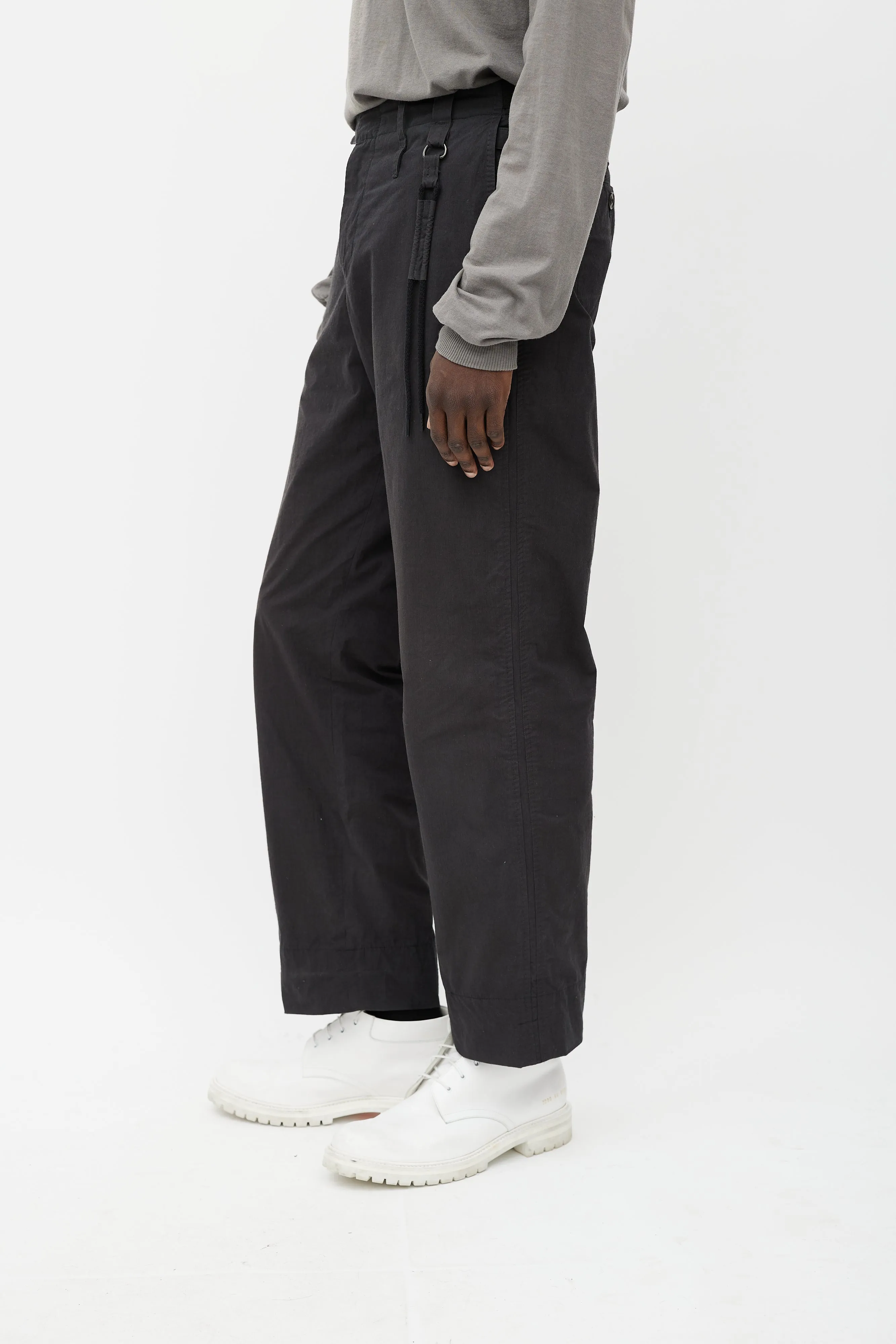 Black Five Pocket Cuffed Trousers