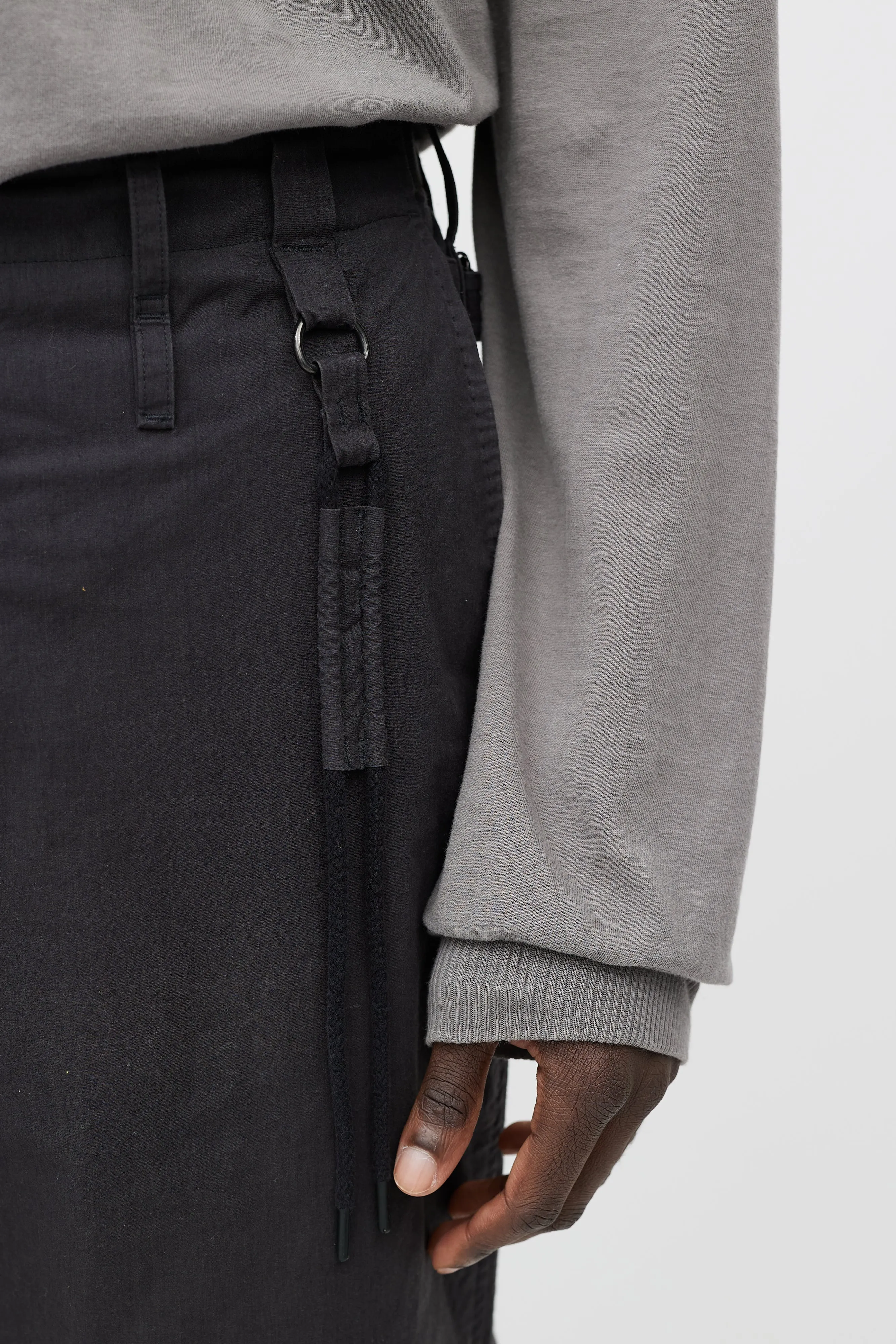 Black Five Pocket Cuffed Trousers