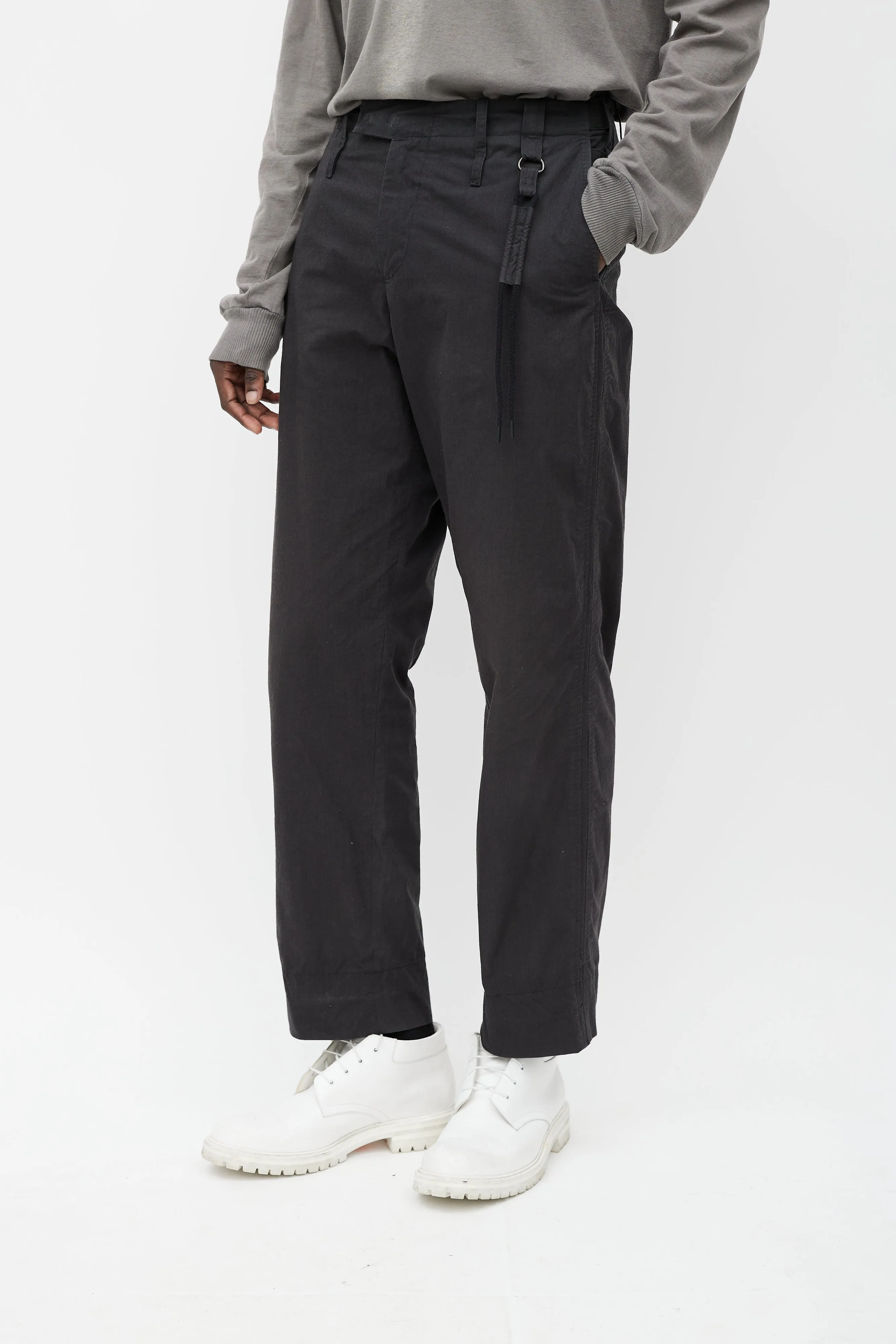 Black Five Pocket Cuffed Trousers