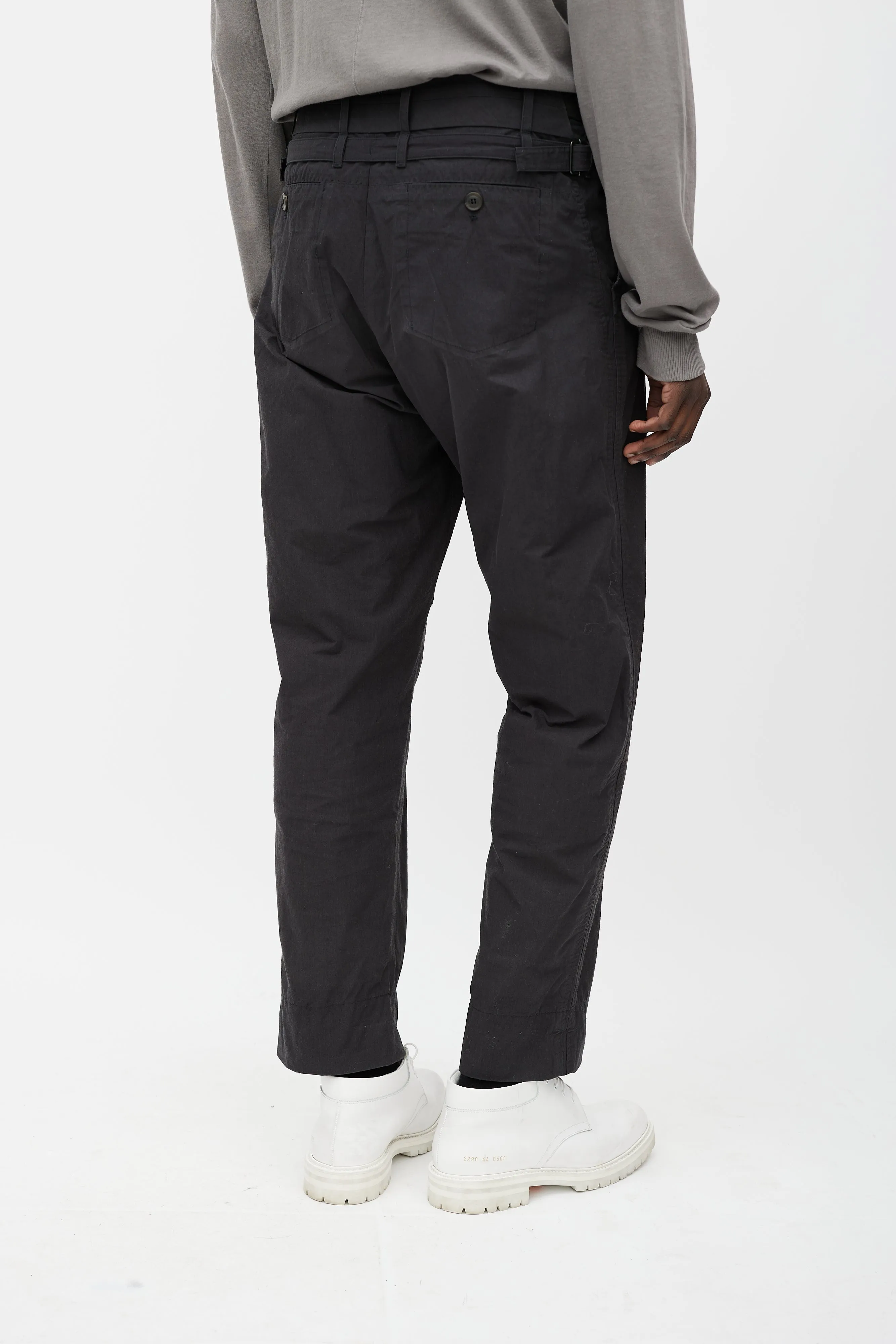 Black Five Pocket Cuffed Trousers