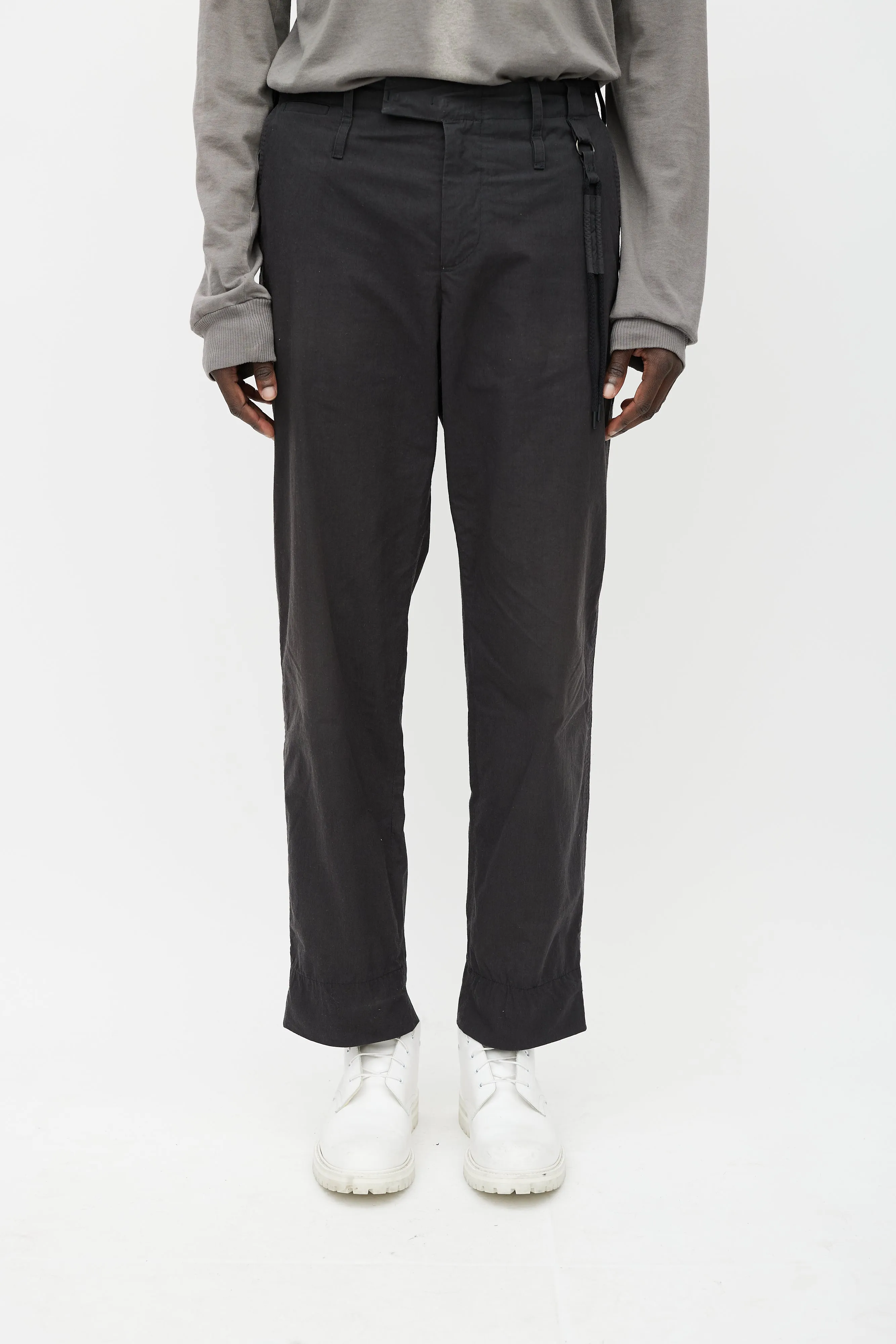 Black Five Pocket Cuffed Trousers