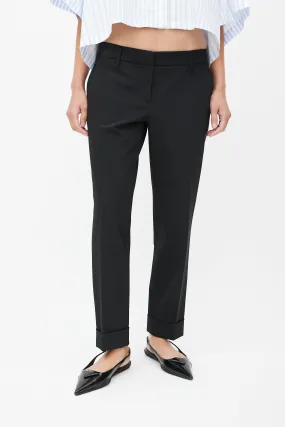 Black Nylon Straight Leg Trouser
