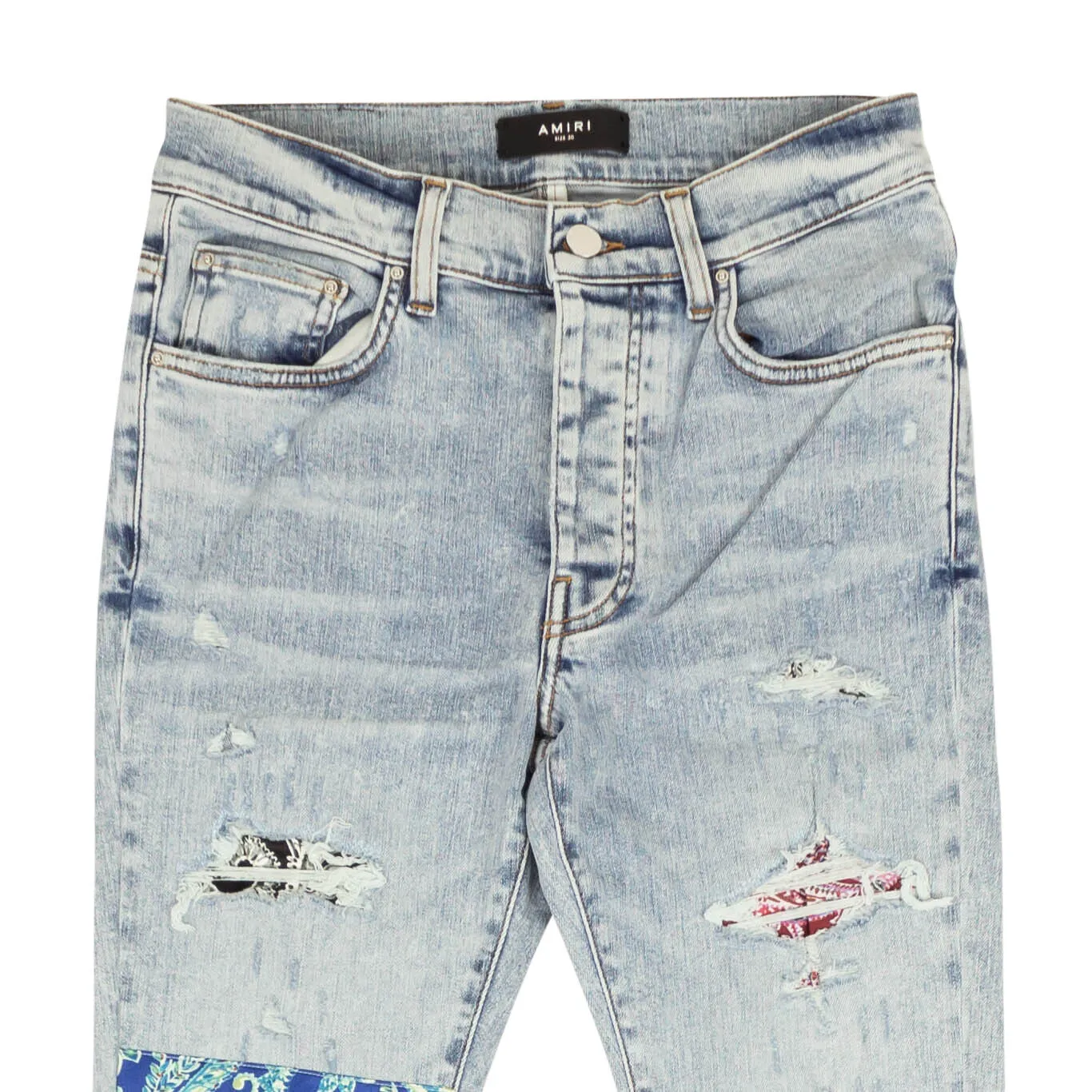 Blue Pajama Art Patch Skinny Jeans