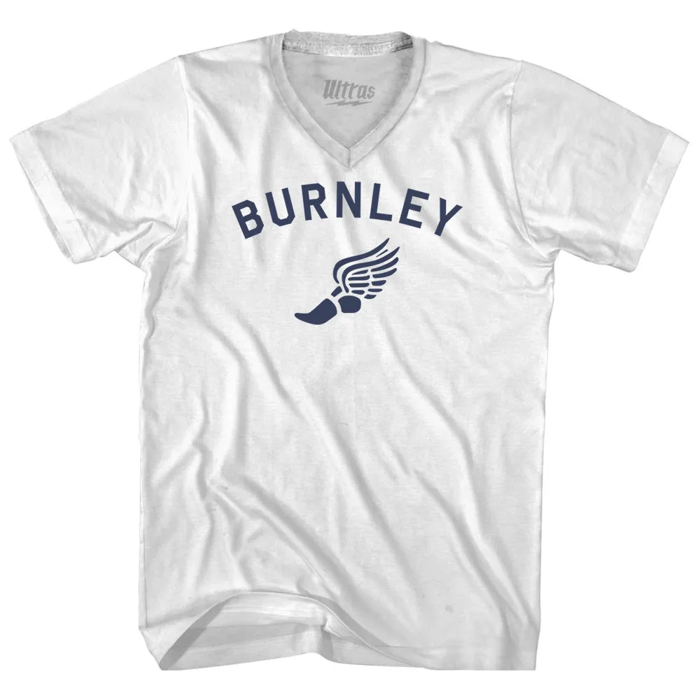 Burnley Running Track Winged Foot-Adult Cotton V-neck T-shirt