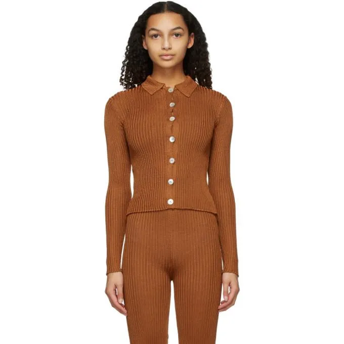 Calle Del Mar Orange Ribbed Cardigan