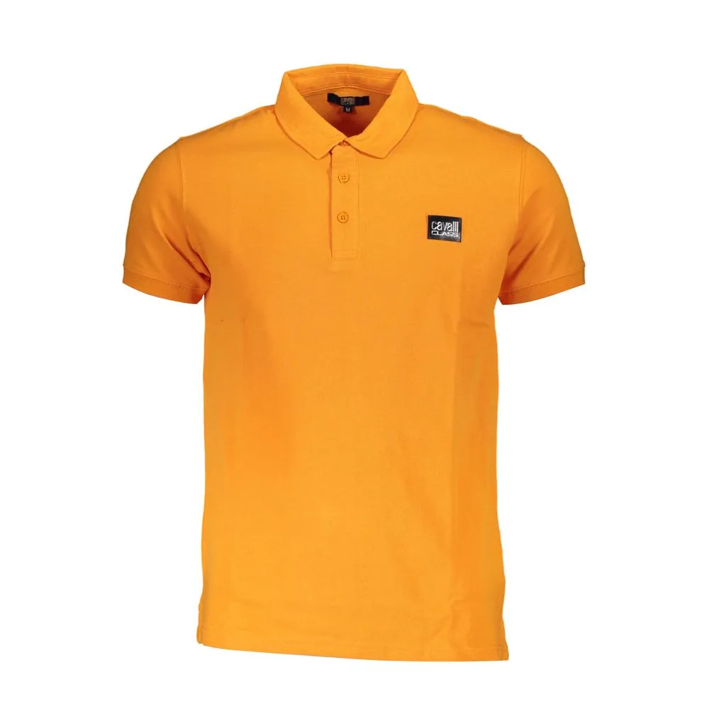 Cavalli Class Orange Cotton Polo Men's Shirt