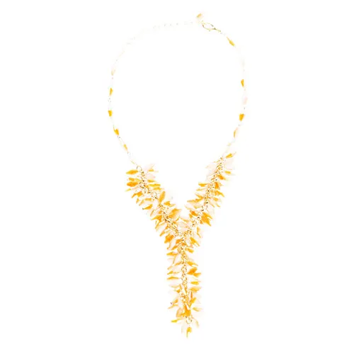 Classic Stylish Beautiful Formica Y Drop Simple Statement Necklace Set Peach