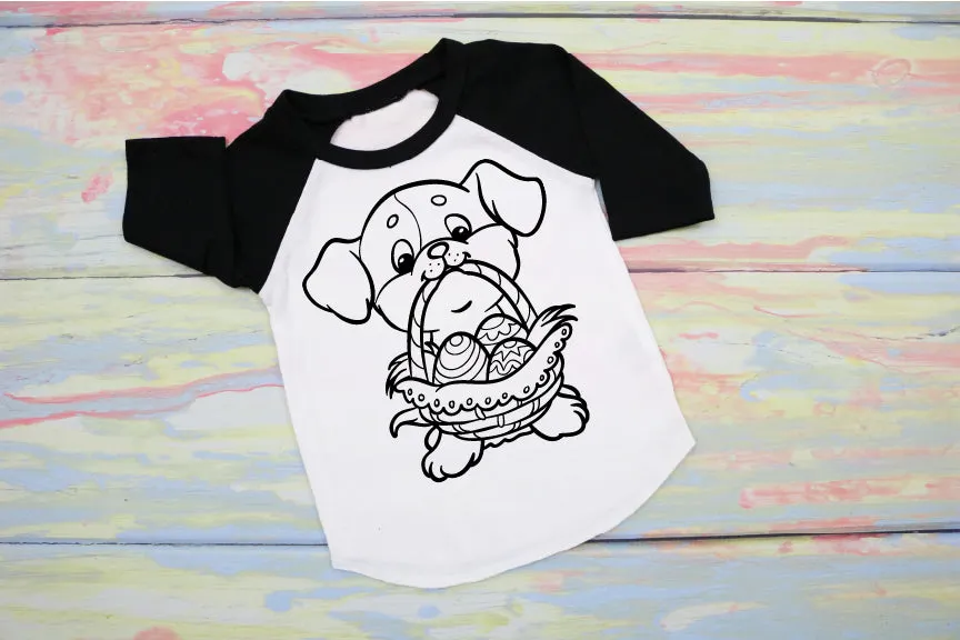 Dog Easter Coloring Shirt. Kids Unisex Shirt