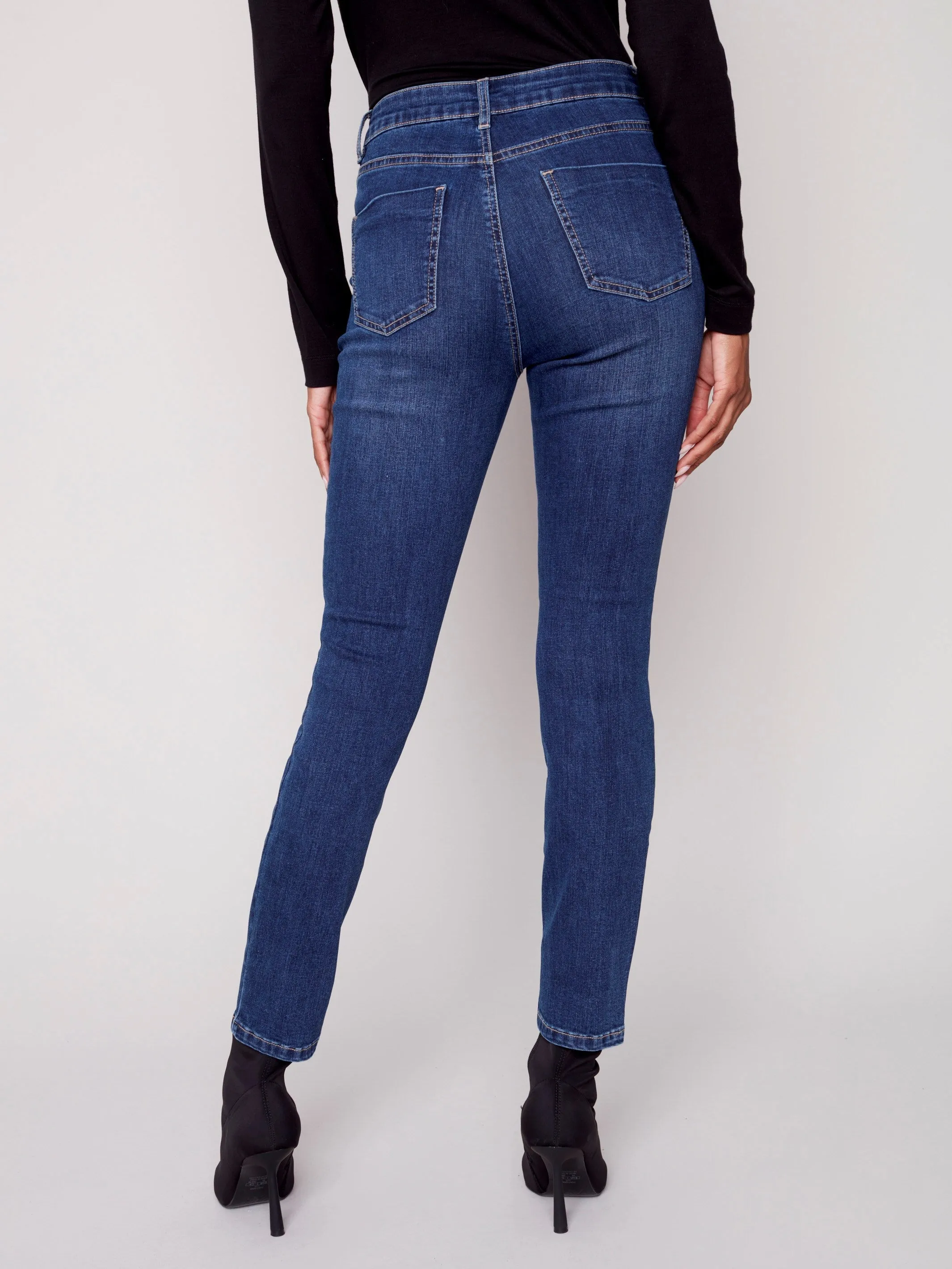 Jeans with Zipper Pocket Detail - Indigo