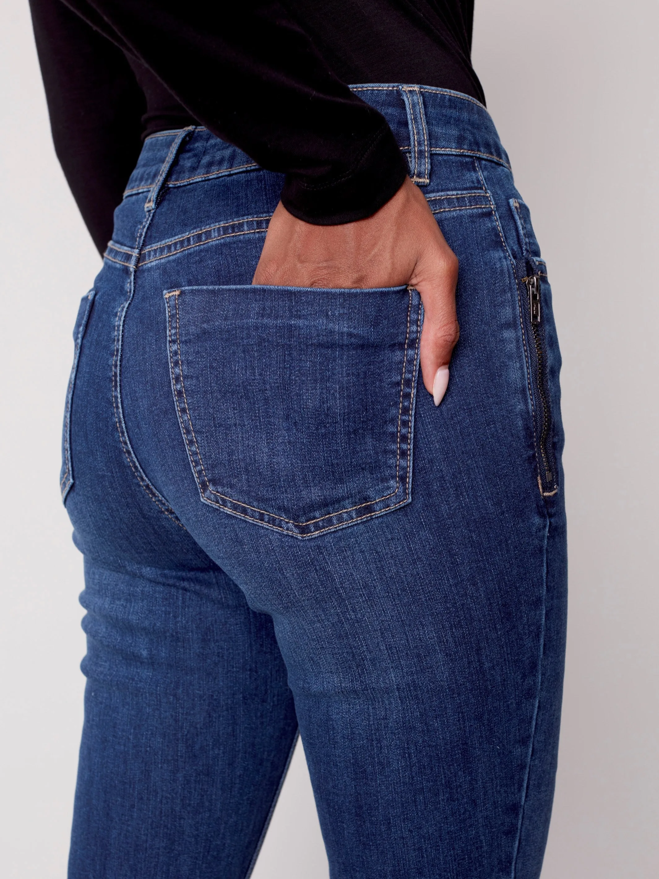 Jeans with Zipper Pocket Detail - Indigo