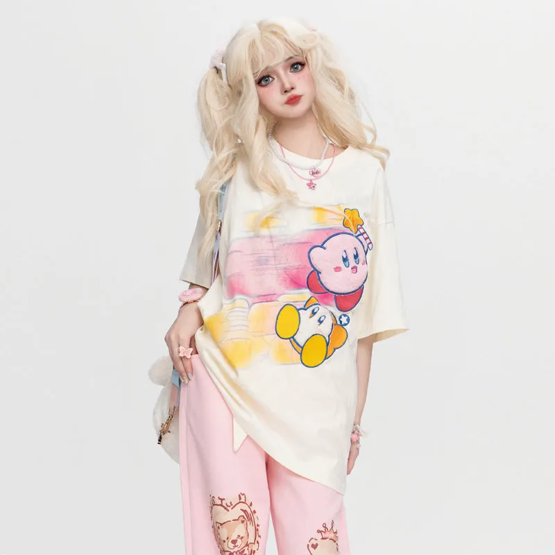 Kawaii Sweet Style Kirby Printed T-shirt