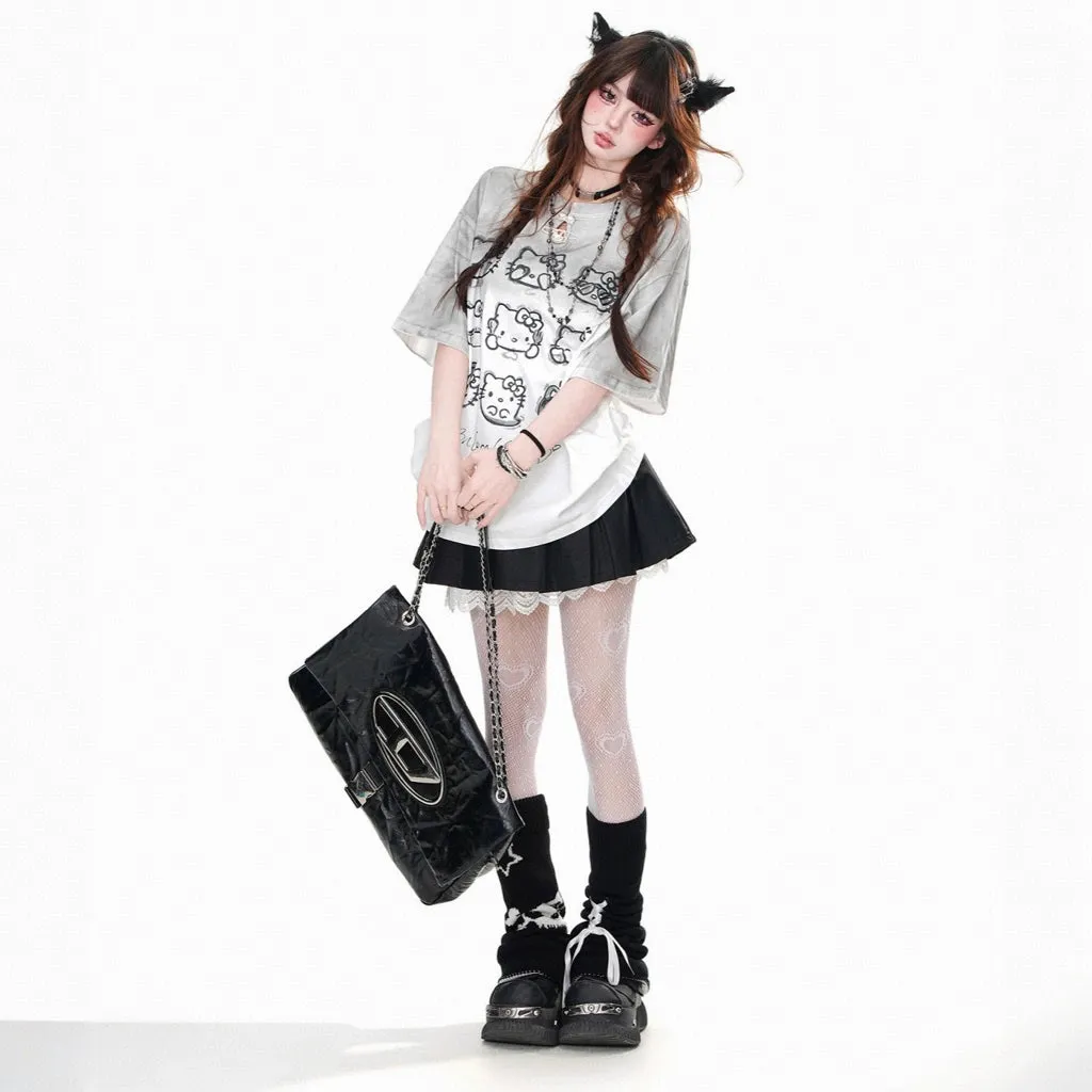 Kawaii White Hello Kitty Printed T-shirt