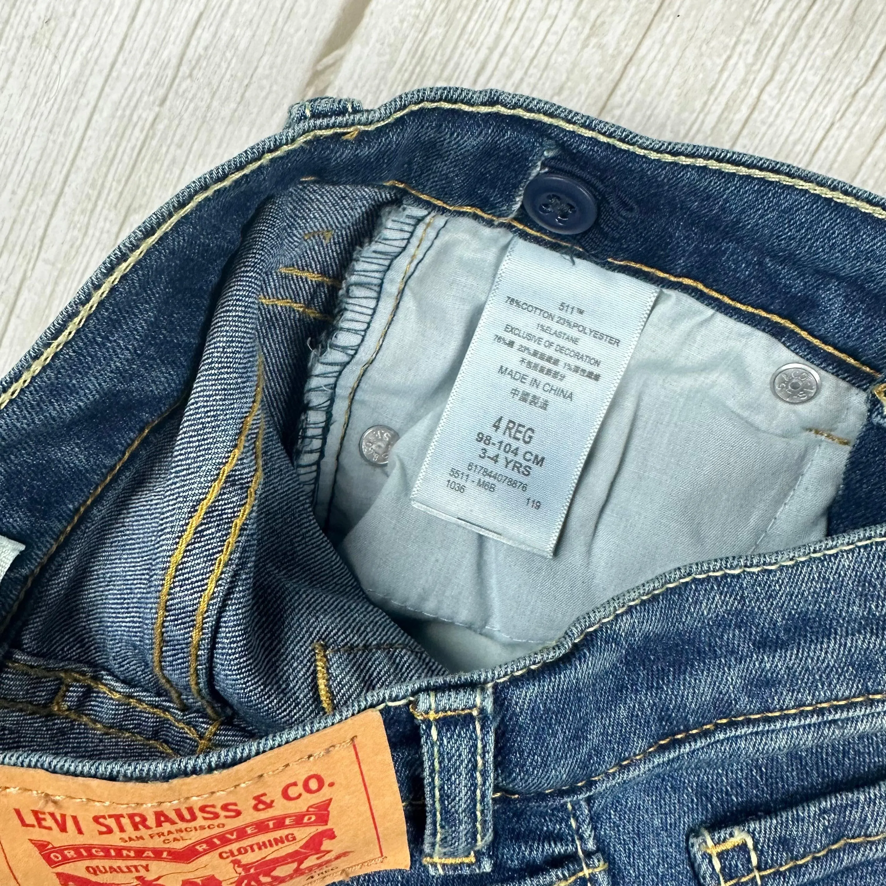 Levis 511 Slim Kids Straight Leg Jeans - Size 4