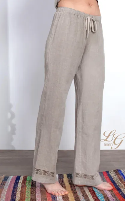 Linen Pants VANESSA with Lace Bottom