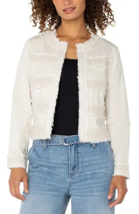 LP18B72 Collarless Jacket W/Fray And Lace