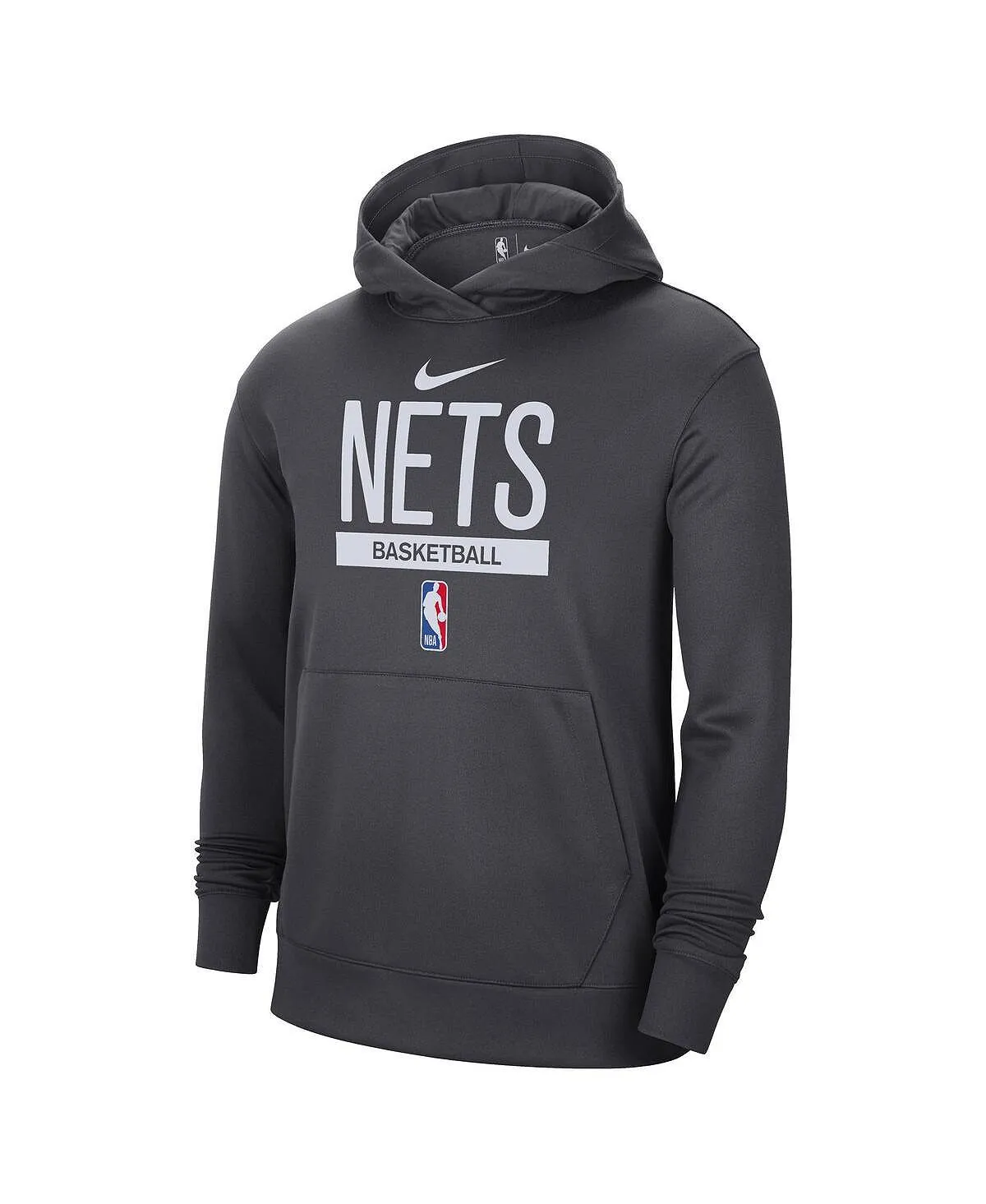 Men's brooklyn nets hoodie 2022/23 spotlight on-court practice performance pullover hoodie anthracite Nike