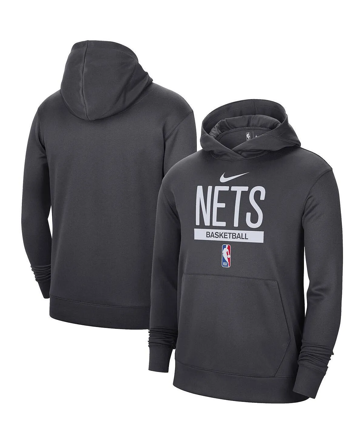 Men's brooklyn nets hoodie 2022/23 spotlight on-court practice performance pullover hoodie anthracite Nike