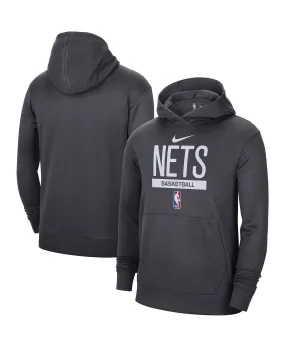 Men's brooklyn nets hoodie 2022/23 spotlight on-court practice performance pullover hoodie anthracite Nike
