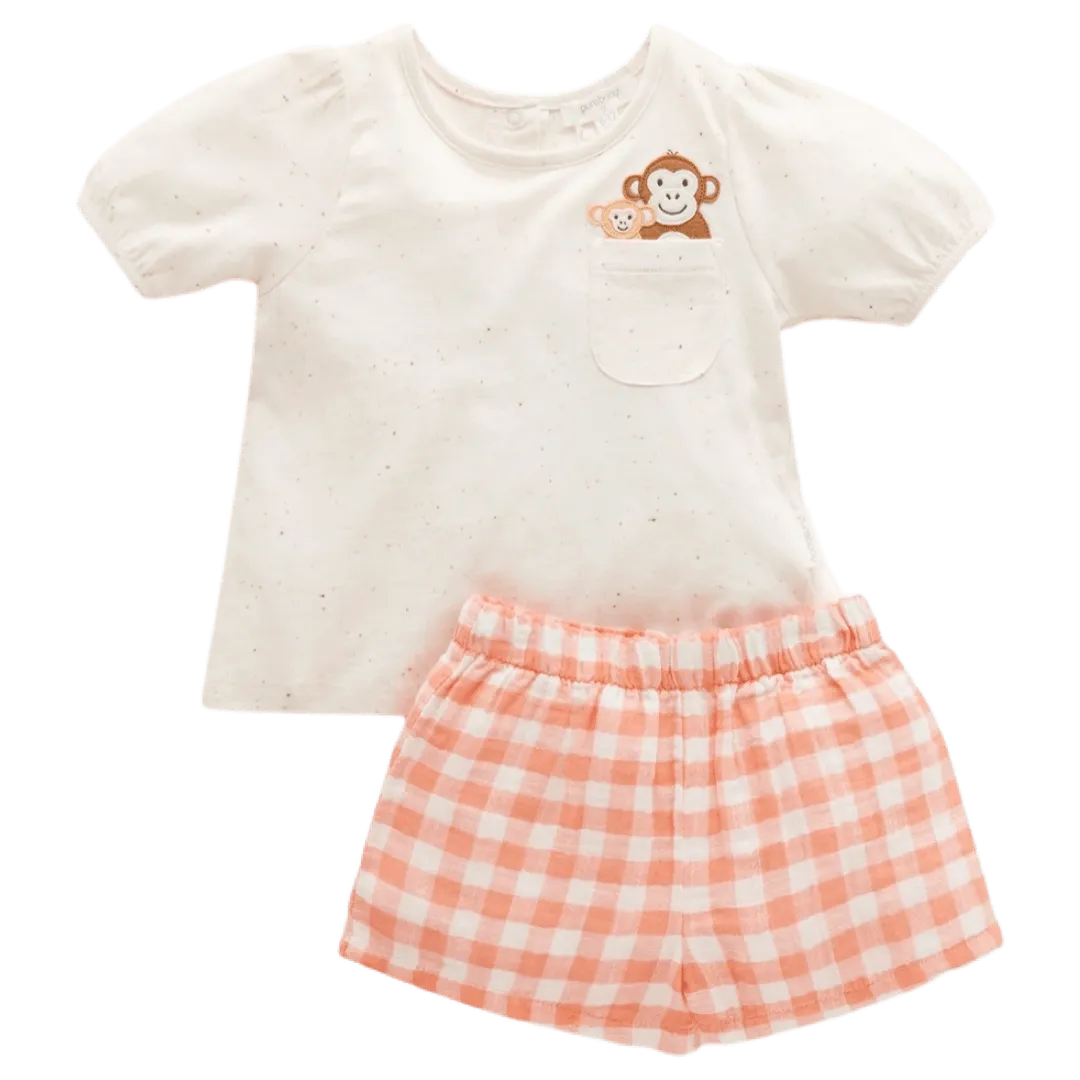 Monkey Set - Papaya Gingham