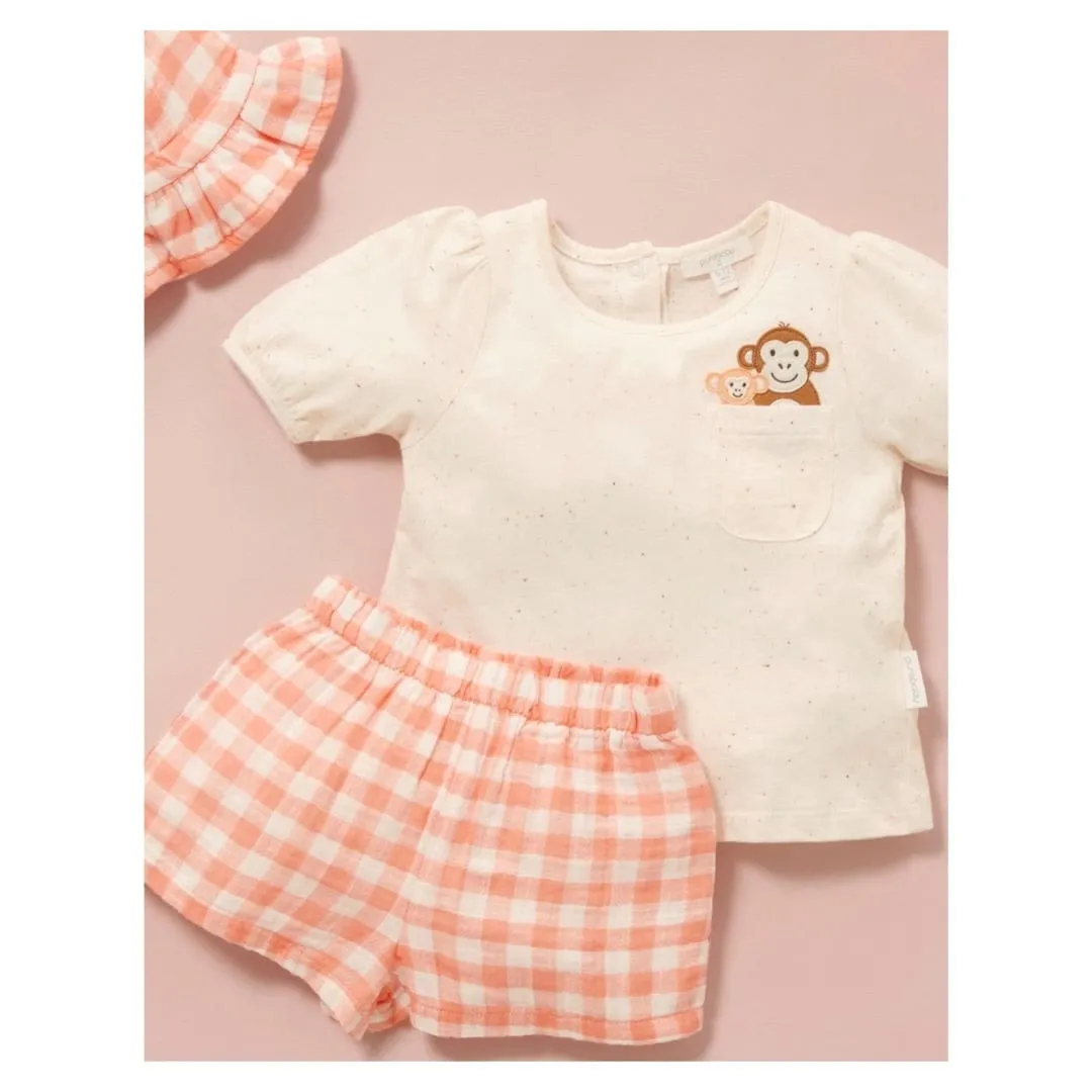 Monkey Set - Papaya Gingham