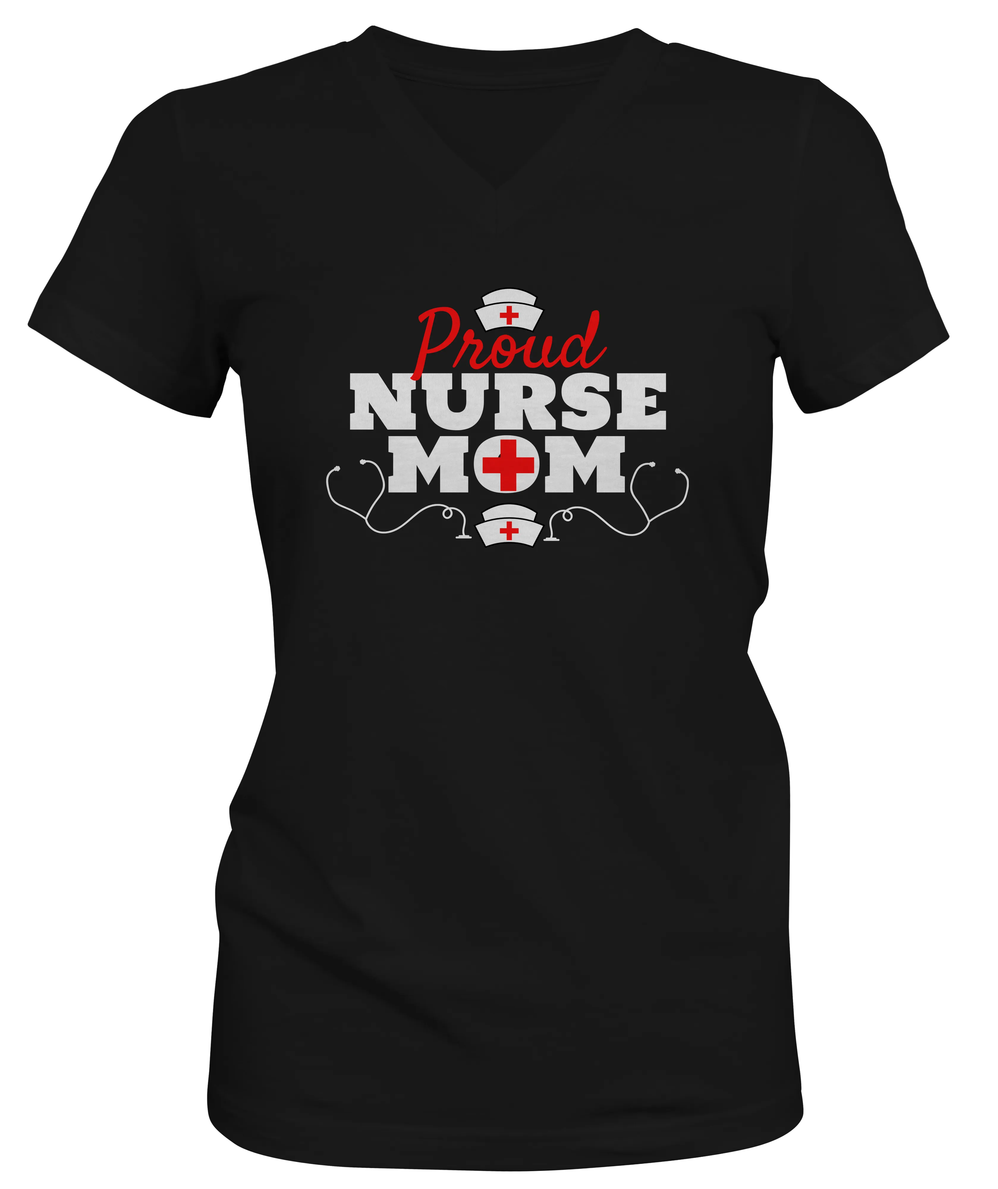 Proud Nurse Mom Ladies V-neck Tee