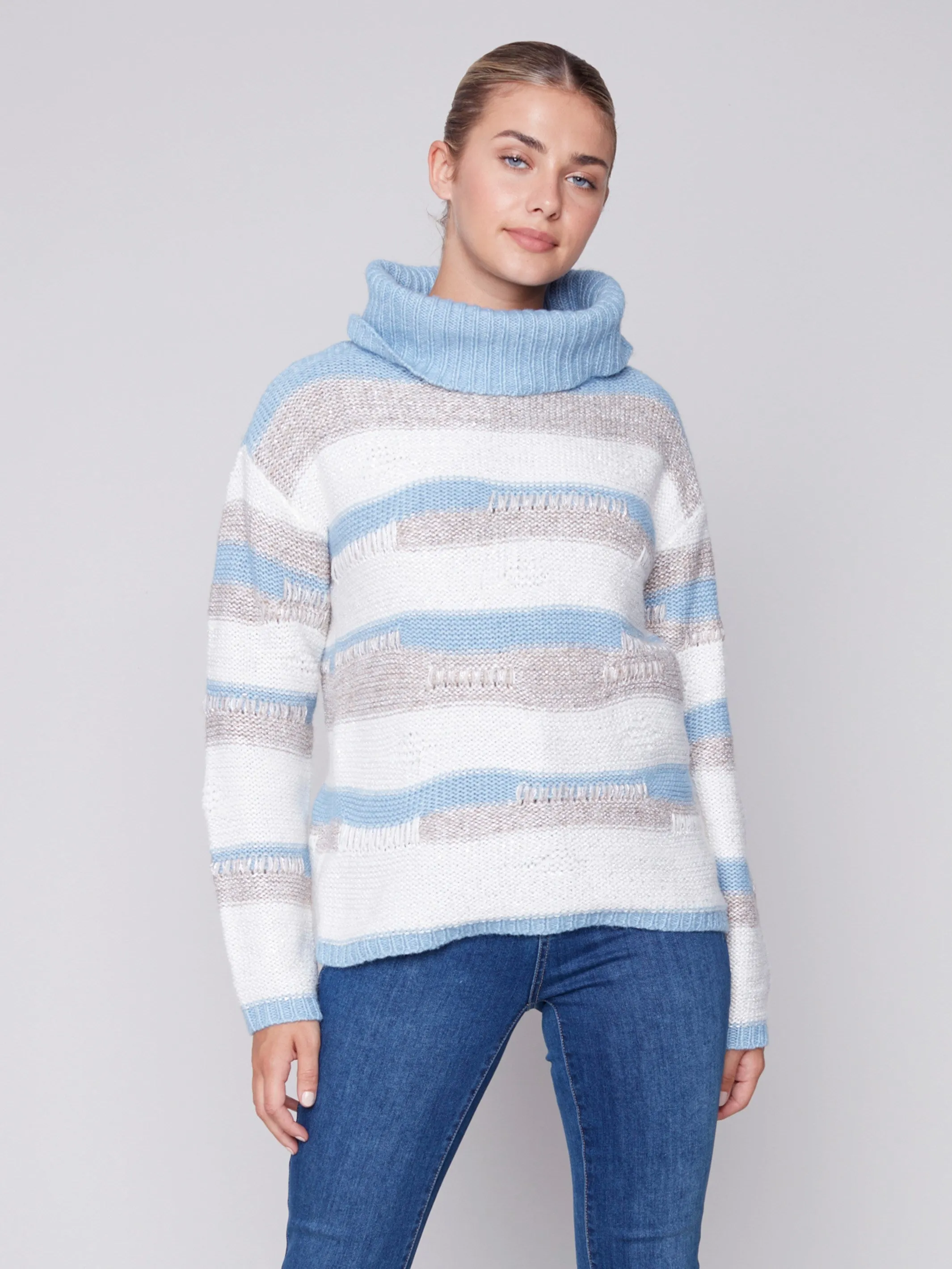 Striped Sweater with Sequins - Snowflake