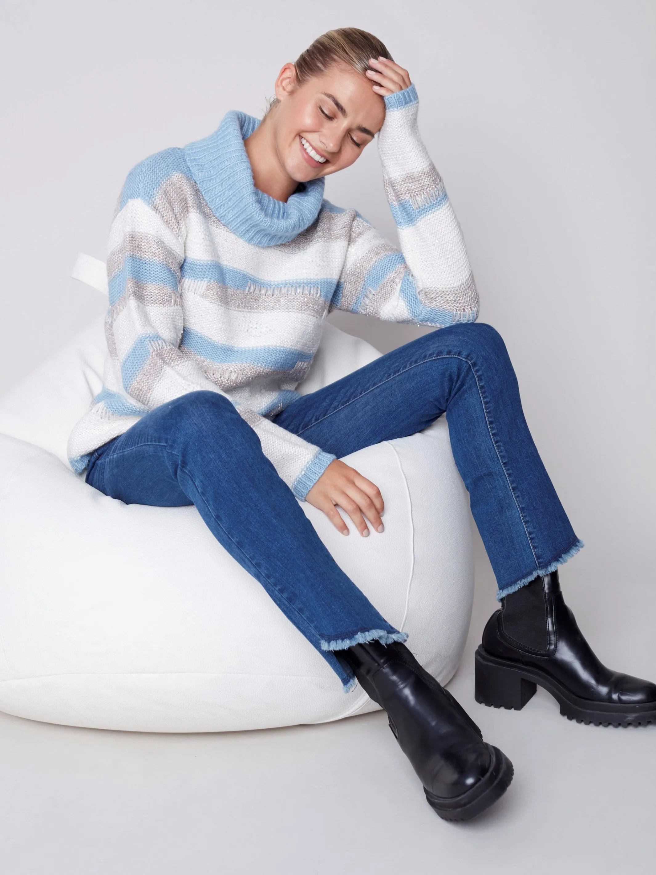 Striped Sweater with Sequins - Snowflake