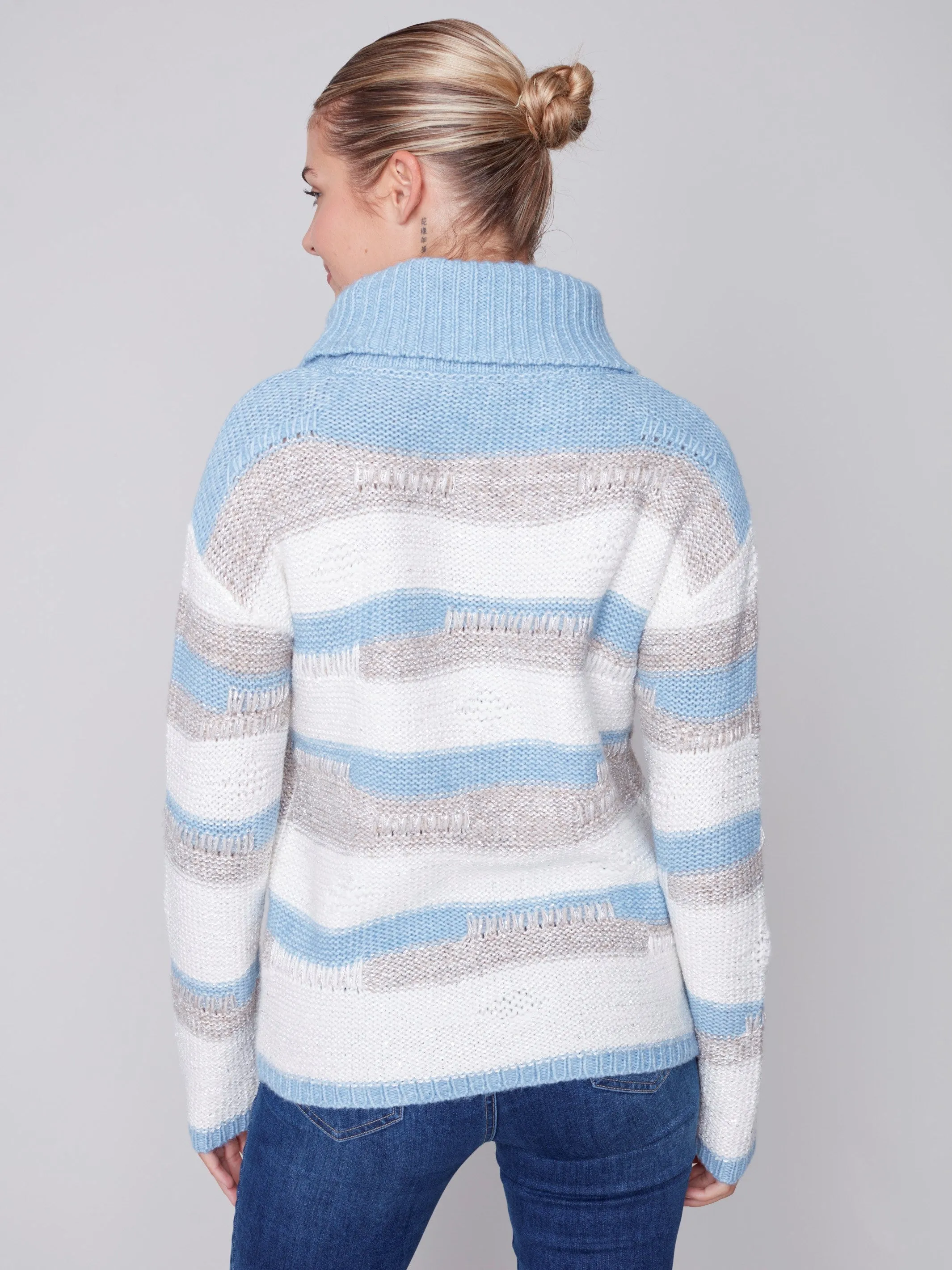 Striped Sweater with Sequins - Snowflake