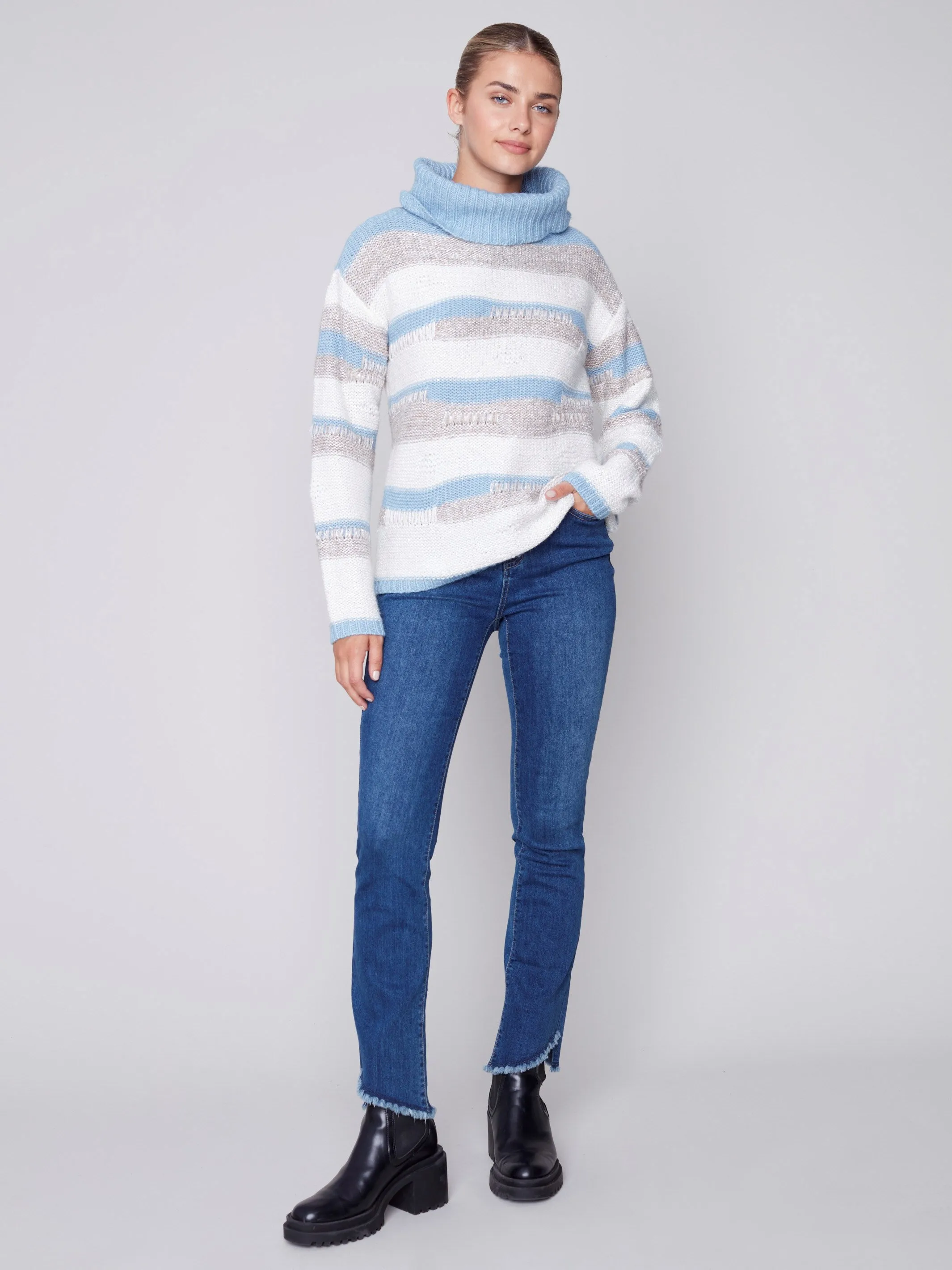 Striped Sweater with Sequins - Snowflake