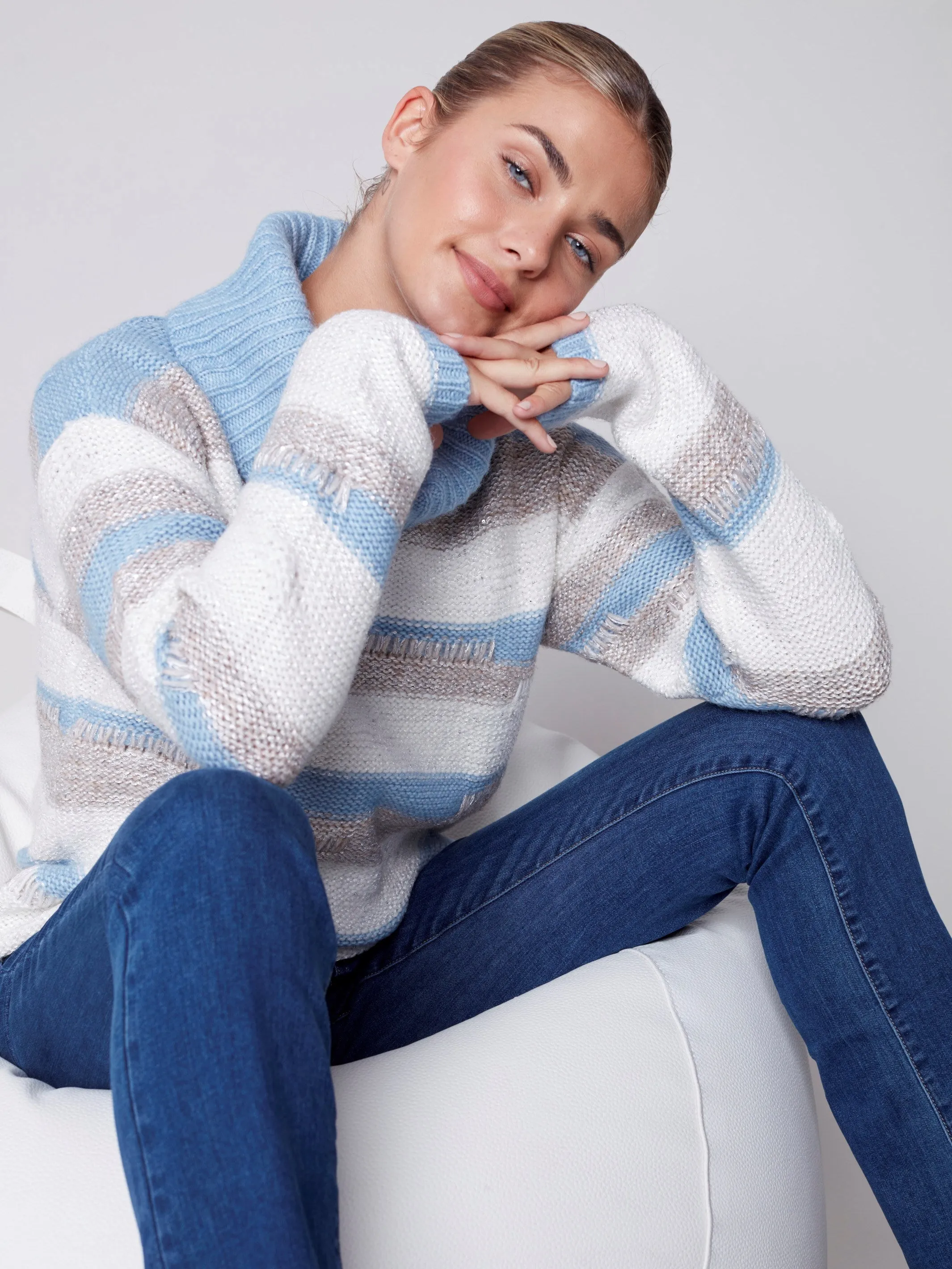Striped Sweater with Sequins - Snowflake