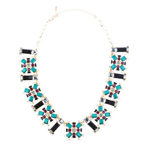 Stunning Simple Formica Crystal Bib Design Statement Jewelry Necklace Black