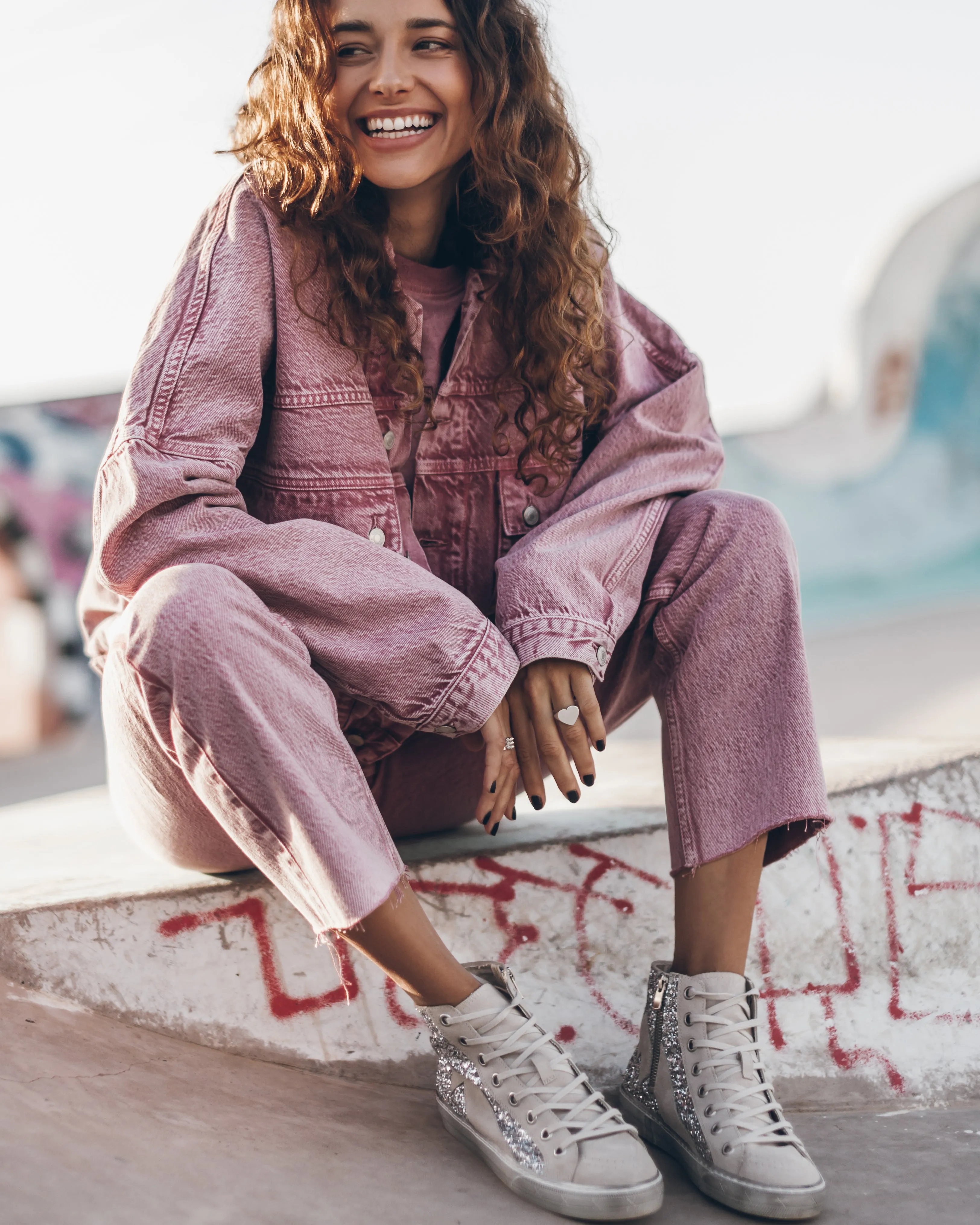 Pink Faded Cropped Straight Jeans