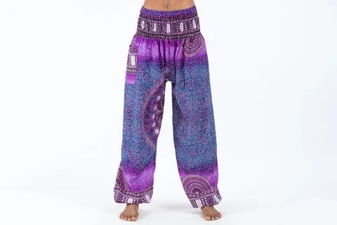 Tribal Chakras Women's Harem Pants in Purple, Thailand